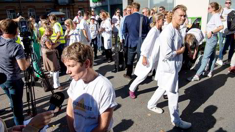 Akademikerne helse trapper opp streiken. Her fra legestreik ved Ullevål Sykehus. Foto: Elin Høyland