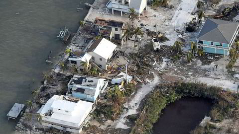 Ødelagte hus fotografert i Florida Keys mandag.