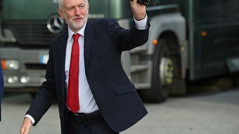 Labour-leder Jeremy Corbyn på landsmøtet som startet i Liverpool søndag.