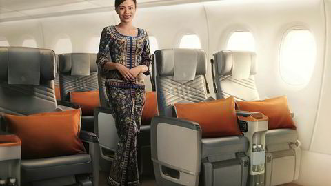 Singapore Airlines' nye langdistansefly er designet for økt komfort. Her er Premium Economy Class, som teller 94 seter. Vanlig økonomiklasse finnes ikke på flyet.