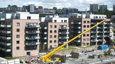 Boligbyggingen i Norge falt tilbake fra mai til juni. Her fra Kværnerbyen i Oslo. Illustrasjonsfoto: Per Ståle Bugjerde