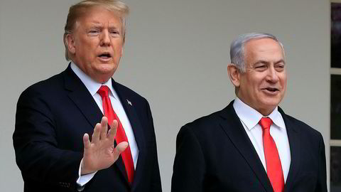Benjamin Netanyahu vil oppkalle en bosetting på Golanhøydene etter Donald Trump. Bildet er fra Netanyahus besøk i Det hvite hus i mars.