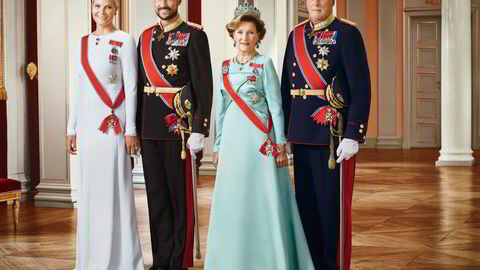 Her den norske kongefamilien, kronprinsesse Mette Marit, kronprins Haakon, dronning Sonja og kong Harald. Foto: Det kongelige hoff Jørgen Gomnæs /