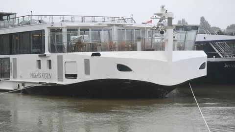 Viking Sigyn ligger her til havn i Budapest etter ulykken på Donau.