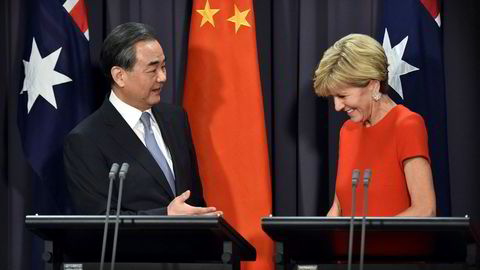 Australias utenriksminister Julie Bishop møtte den kinesiske utenriksministeren Wang Yi i Canberra i dag.