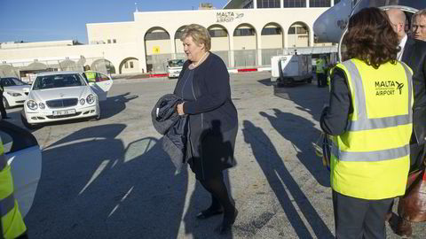 Statsminister Erna Solberg (H) ankom Malta onsdag. Foto: Elin Høyland