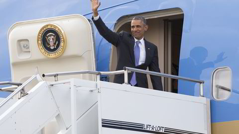 USAs president Barack Obama, her på vei ut av et fly i Kenya i slutten av juli. Foto: