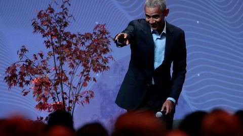 USAs tidligere president Barack Obama gjester Oslo Business Forum på X Meeting Point på Hellerudsletta onsdag. Foto: Håkon Mosvold Larsen / NTB scanpix