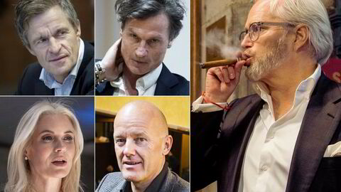 Foreløpig har kjendisinvestorenes riggsatsing gitt et stort papirtap. Fra øverst til venstre og med klokken: Jan Haudemann-Andersen, Petter Stordalen, Harald Moræus-Hanssen, Gunnar Hvammen og Celina Midelfart.