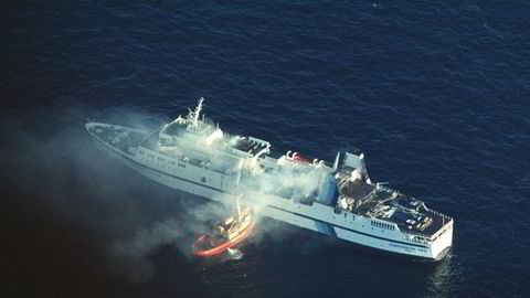 Ferja Scandinavian Star ble satt inn på ruten Oslo – Frederikshavn 6. april 1990. På den første turen brøt det ut brann. 159 personer omkom, de fleste var nordmenn. Foto: