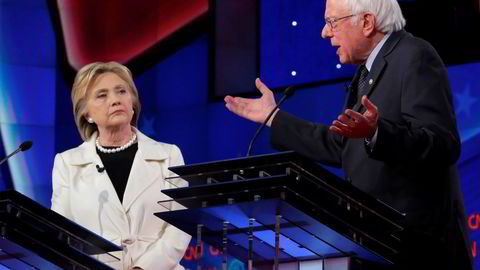 Hillary Clinton og Bernie Sanders føk i tottene på hverandre under en debatt i New York natt til fredag norsk tid. Foto: Lucas Jackson/Reuters/NTB scanpix