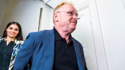 Karantenetiden er over for Per Sandberg. Her er han fotografert sammen med samboer Bahareh Letnes rett før deres felles pressekonferanse etter at Sandnes trakk seg som fiskeriminister i august.