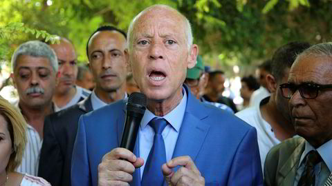 Kais Saied ser ut til å vinne første runde i presidentvalget i Tunisia.