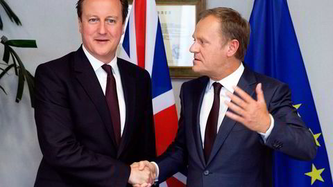 EU-president Donald Tusk (th) og statsminister David Cameron. Foto: Julien Warnand/AP/NTB Scanpix
