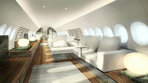 Slik skal de nye luksuskabinene se ut på Airbus A220-flyene.