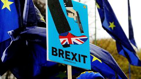 Brexit-motstandere demonstrerer utenfor det britiske parlamentet i London tidligere denne måneden.