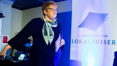 Kulturminister Trine Skei Grande (V) presenterte Mediemeldingen under landsmøtet til Landslaget for lokalaviser (LLA) i Drammen fredag.