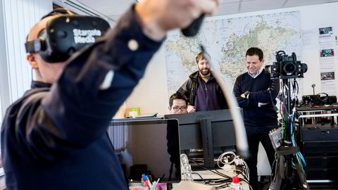 Gründerne Bjørn-Morten Nerland (fra venstre), Thanh Pham og Benjamin Bruheim i Stargate Media leier kontorer av Christopher Hagelund i Workhouse på Majorstuen. Bedriften lager blant annet tredimensjonale video-filmer for norske og internasjonale kunder.