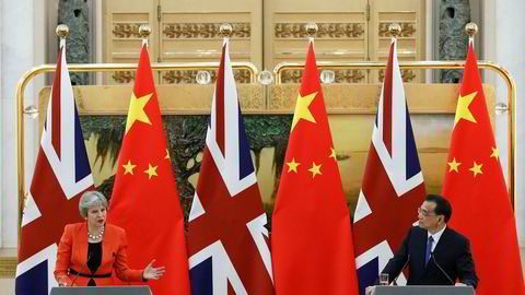 Storbritannias statsminister Theresa May holder pressekonferanse med Kinas statsminister Li Keqiang.