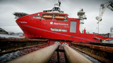 Det Ocean Yield-eide subsea-fartøyet «Aker Wayfarer», her ved kai utenfor Egersund for noen år tilbake.