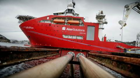 Det Ocean Yield-eide subsea-fartøyet «Aker Wayfarer», her ved kai utenfor Egersund for noen år tilbake.