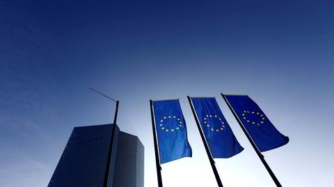 Den europeiske sentralbanken ECBs hovedkvarter i Frankfurt. IMF venter et svekket Europa etter brexit. Foto: REUTERS/Kai Pfaffenbach/NTB Scanpix