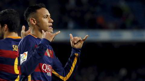 Barcelona-spilleren Neymar feirer her en scoring i seieren mot Celta Vigo denne uken. 
                  Foto: REUTERS/Albert Gea/NTB Svanpix