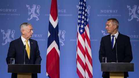 Den amerikanske forsvarsministeren James N. Mattis og forsvarsminister Frank Bakke-Jensen.