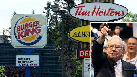 Milliardærinvestoren Warren Buffett skal være medinvestor i hamburgerkjeden Burger Kings oppkjøp av den kanadiske Tim Hortons-kjeden. Foto: Sean Kilpatrick, The Canadian Press, AP og Rick Wilking, Reuters / NTB scanpix