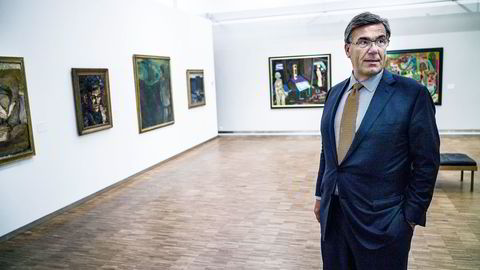 Stein Erik Hagen, her fra en utstilling av noen av sine malerier på Munchmuseet. Foto: Gunnar Blöndal