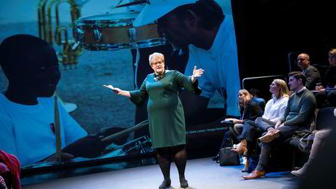 Kulturminister Trine Skei Grande presenterte sitt forslag til kulturbudsjett på Dramatikkens Hus på Grønland i Oslo.