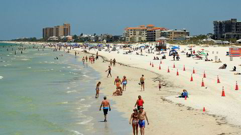 Bildet viser Clearwater Beach i Florida tidligere i år.