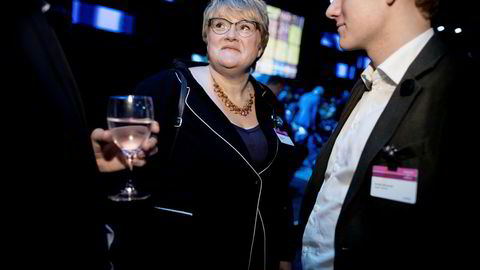 Sondre Hansmark i Unge Venstre sammen med Venstreleder Trine Skei Grande under NHOs årskonferanse tidligere i år.
