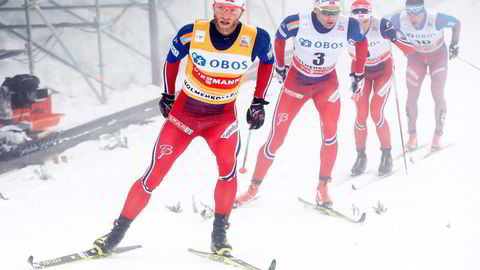 Martin Johnsrud Sundby vant femmila i Holmenkollen overlegent. Foto: Terje Bendiksby/Scanpix