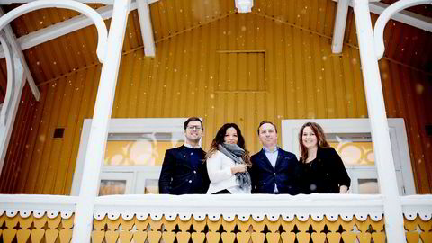 Fra en gul villa på Majorstuen jobber Kolonihagen-sjef Kristina Finne med å bygge nye egne merkevarer for Rema. Her er hun sammen med innovasjonssjef og bryggermester Arnt Ove Dalebø (fra venstre), salg- og markedssjef Paul Rigault og konseptutvikler Heidi Kirkeng Kvaleid (til høyre).