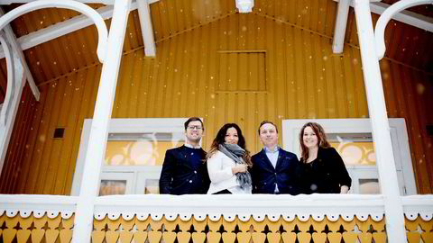 Fra en gul villa på Majorstuen jobber Kolonihagen-sjef Kristina Finne med å bygge nye egne merkevarer for Rema. Her er hun sammen med innovasjonssjef og bryggermester Arnt Ove Dalebø (fra venstre), salg- og markedssjef Paul Rigault og konseptutvikler Heidi Kirkeng Kvaleid (til høyre).