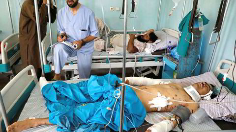 Ofrene etter krigen i Afghanistan lengter etter at det internasjonale samfunnet skal høre deres lidelser. Her fra et sykehus i Kabul, hvor en mann er skadet etter en eksplosjon under et bryllup i 2019.