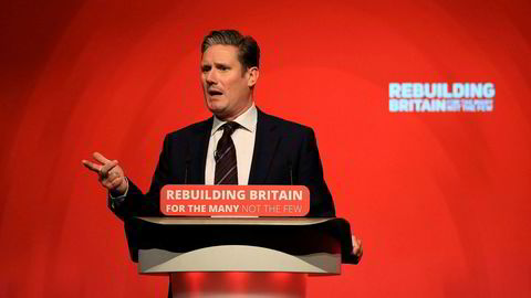 Labours brexit-talsmann Keir Starmer åpner for en ny folkeavstemning om brexit, her på det pågående landsmøtet i partiet i Liverpool.