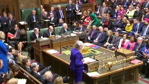 Brexitavtalen og Theresa Mays skjebne avgjøres nå her i Underhuset i parlamentet. Her under en tidligere sesjon i høst.