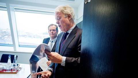 2015 ble et gullår for Jan Petter Collier (til høyre) sitt familieselskap Sanden, som har 20-doblet egenkapitalen på 12 år. Her er Collier med daglig leder Knut Brundtland i ABG Sundal Collier. Foto: Mikaela Berg