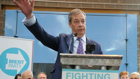 Nigel Farage under lanseringen av det nye Brexit Party i Coventry fredag.