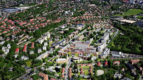 Flyfoto over Ullevål Sykehus.