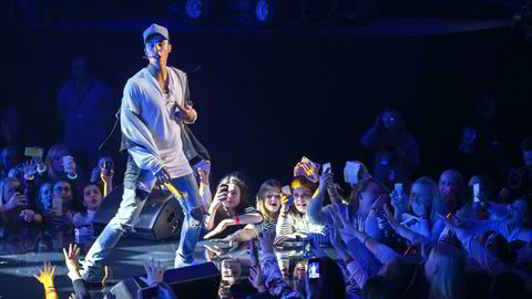 Den kanadiske pop-artisten Justin Bieber under sin opptreden på Chateau Neuf tidligere i år. Foto: Heiko Junge, NTB scanpix via