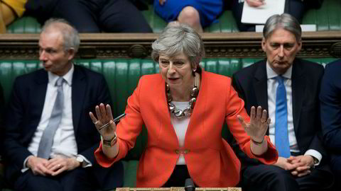 Storbritannias statsminister Theresa May i Underhuset onsdag
