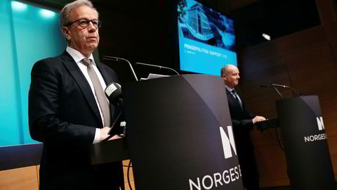 Sentralbanksjef Øystein Olsen presenterer hovedstyrets rentebeslutning og presentasjon av pengepolitisk rapport 1/19 tidligere i år.
