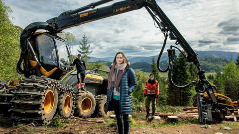 Ingunn Kjelstad i Fjordtømmer synes norsk skogbransje er satt. Sammen med Tarje Kusslid (til venstre) og Martin Braanaas har hun tenkt å gjøre noe med det.