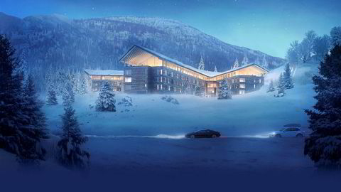 Slik blir hotellet og leilighetsanlegget til Buchardt i Hemsedal.