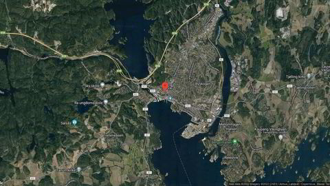 Området rundt Nedre Torggate 9, Larvik, Telemark og Vestfold