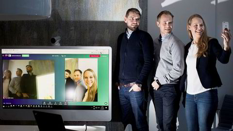 Appear.ins enkle tilnærming til videokonferanse, uten innlogging eller ekstra utstyr, er blitt populært internasjonalt. Fra venstre: Øyvind Reed (VideoNor), Jørn Mikalsen og Ingrid Ødegaard.
