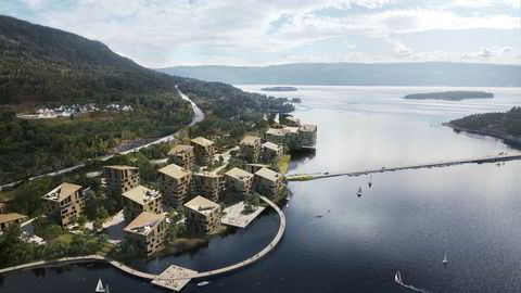 Slik ser Sundvolden Hotel-eier Tord Moe Laeskogen for seg fjordbyen ved Tyrifjorden med 200 boliger og et spa- og velværehotell med 200 rom.